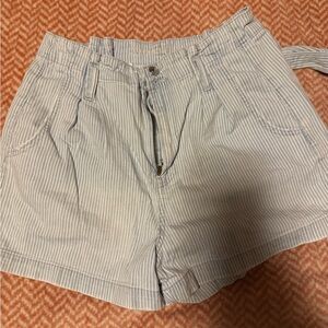 American Eagle Outfitters Light Blue Striped High Waist Shorts